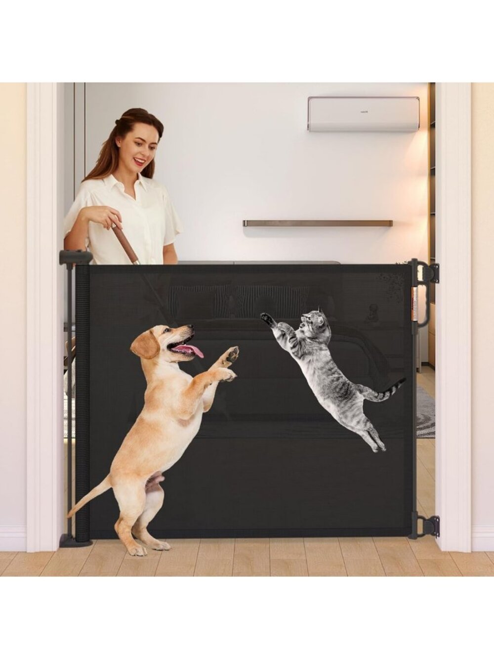 Extra Wide Retractable Mesh Baby Gate for Pets & Kids - Safety & Convenience